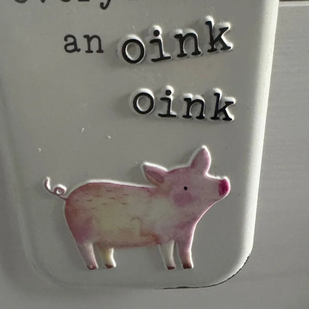 Pig Metal Wall Art Hangin Sign Pink and White